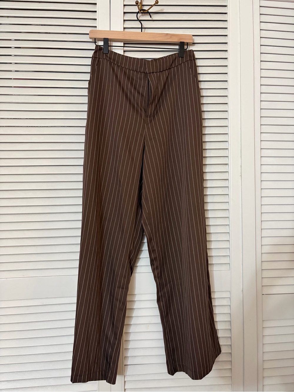 Cider Brown Pinstripe Wide-Leg Pants